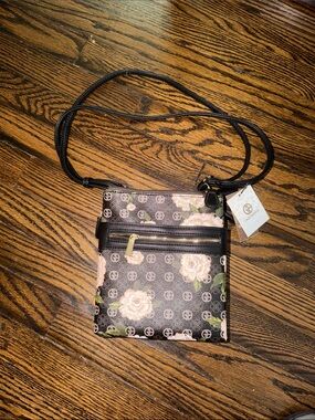Giani Bernini Black Crossbody with Pink Floral Print
